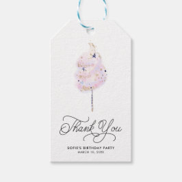 Magisch Roze katoenachtig Snoep en Glitter Dank u Cadeaulabel