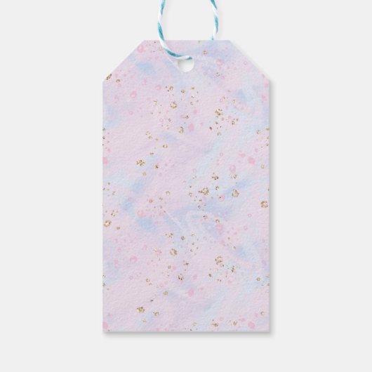 Magisch Roze katoenachtig Snoep en Glitter Dank u Cadeaulabel (Achterkant)