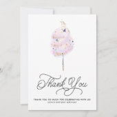 Magisch Roze katoenachtig Snoep en Glitter Dank u Kaart (Voorkant)