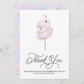 Magisch Roze katoenachtig Snoep en Glitter Dank u Kaart (Voorkant / Achterkant)