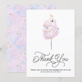 Magisch Roze katoenachtig Snoep en Glitter Dank u Kaart