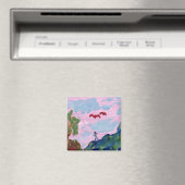 Magisch roze landschap met figuren (detail) magnee magneet (Insitu (Vaatwasser))