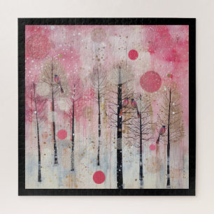 Magisch Roze Winter Zangvogelreservaat Legpuzzel
