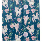 Magisch rozen- en paardenpatroon douchegordijn (Voorkant)