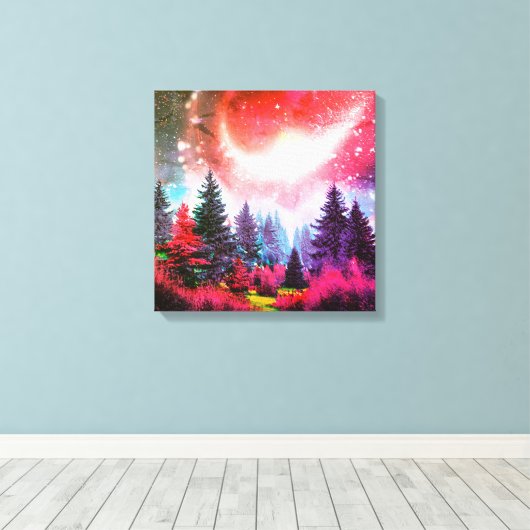 Magisch ruimtebos canvas afdruk (Insitu (Houten vloer))