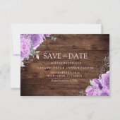 Magisch Rustisch Paars Lavender Roos Floral Weddin Save The Date (Voorkant)