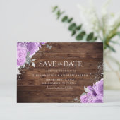 Magisch Rustisch Paars Lavender Roos Floral Weddin Save The Date (Staand voorkant)