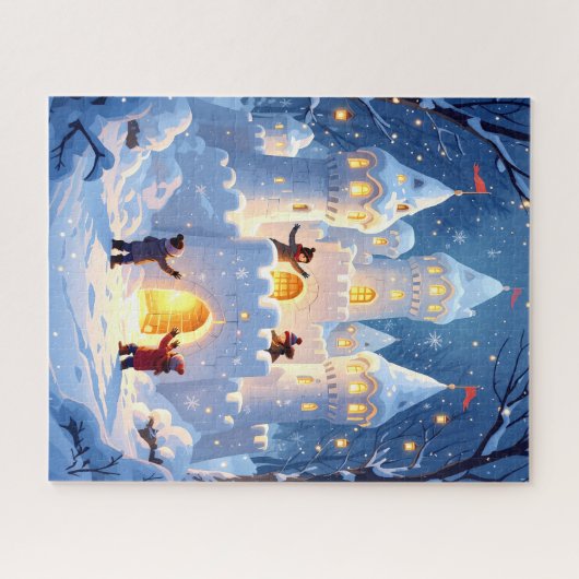 Magisch sneeuwkasteel Winter Wonderland Legpuzzel (Horizontaal)