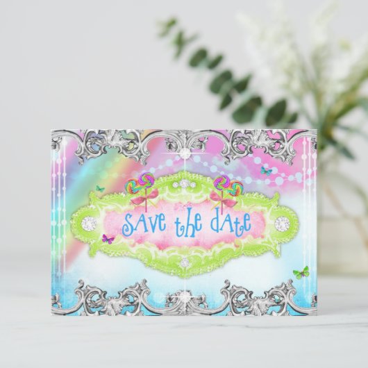 Magisch Snoep Wonderland Silver Trim RSVP (Staand voorkant)