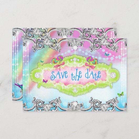 Magisch Snoep Wonderland Silver Trim RSVP (Voorkant / Achterkant)