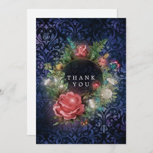 Magisch sprankelend bloemig Baby shower Bedankkaart (Voorkant / Achterkant)