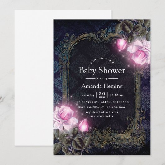 Magisch sprankelend bloemig  Baby shower Kaart (Voorkant / Achterkant)