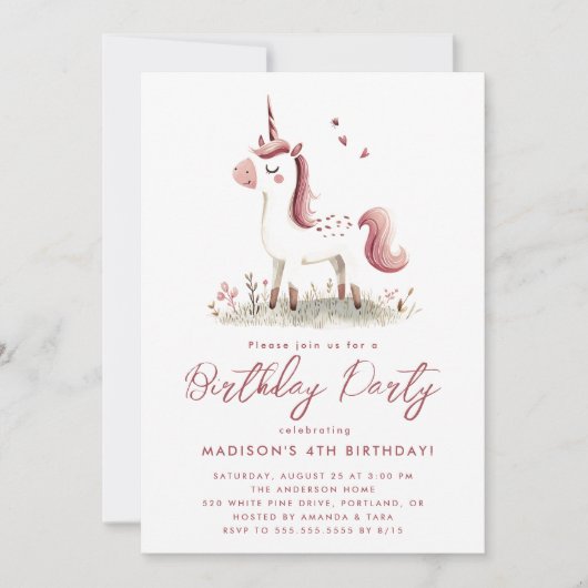 Magisch sprookje eenhoorn verjaardagsfeestje kaart (Voorkant)