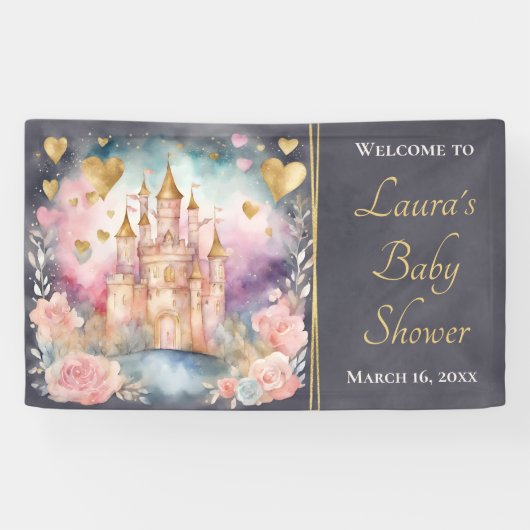 Magisch Sprookje Prinses Baby shower Welkom Spandoek (Horizontaal)