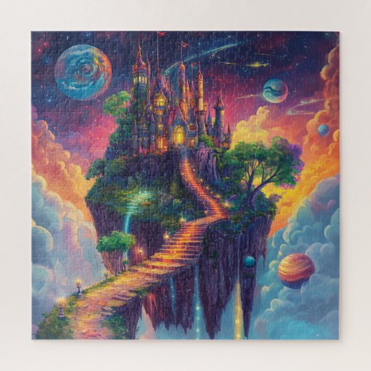 Magisch Sprookjeskasteel & Drijvend Eiland Legpuzzel (Verticaal)