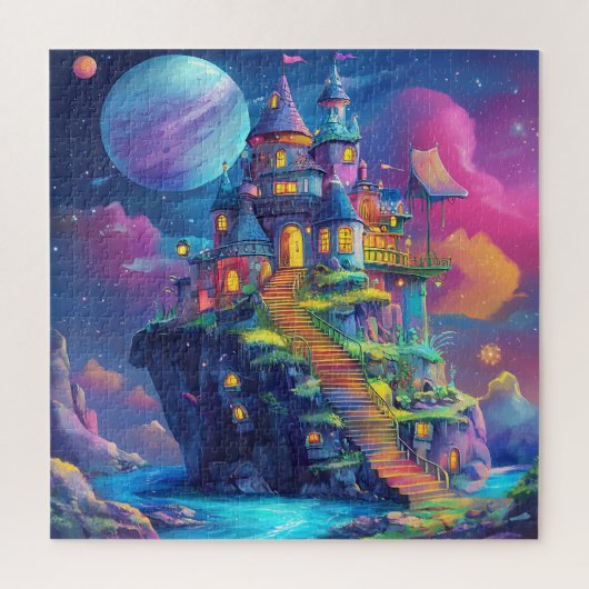 Magisch Sprookjeskasteel & Drijvend Eiland Legpuzzel (Verticaal)