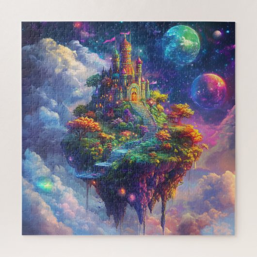 Magisch Sprookjeskasteel & Zwevend Eiland Legpuzzel (Verticaal)