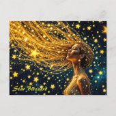 Magisch sterrenportret van gouden fantasievrouw briefkaart (Voorkant)