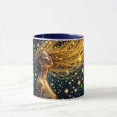 Magisch sterrenportret van gouden fantasievrouw mok (Midden)