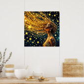Magisch sterrenportret van gouden fantasievrouw poster (Keuken)