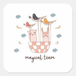 Magisch Team Konijn Vierkante Sticker