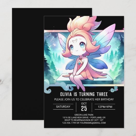 Magisch thema Fairy Verjaardag Kaart (Voorkant / Achterkant)