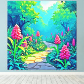 Magisch tuinpad ontwerp canvas afdruk (Insitu (Houten vloer))