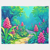 Magisch tuinpad ontwerp fleece deken (Voorkant (Horizontaal))