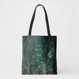 Magisch Turkoois Groen Bos Goud Bokeh Tote Bag