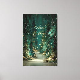 Magisch Turquoise Groen Bos Goud Bokeh Canvas Afdruk