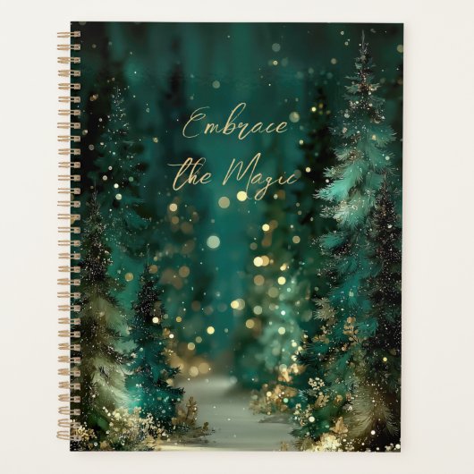 Magisch Turquoise Groen Bos Goud Bokeh Planner (Voorkant)
