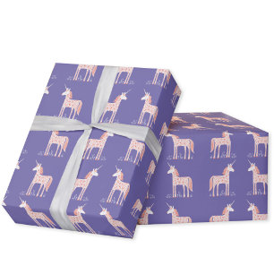 Magisch Unicorn Paars omslagpapier Cadeaupapier