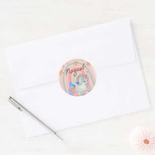 Magisch, Unicorn, Regenboogsticker Ronde Sticker