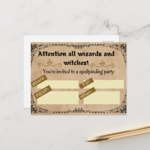 Magisch verjaardagsfeest voor tovenaar of heks  briefkaart
