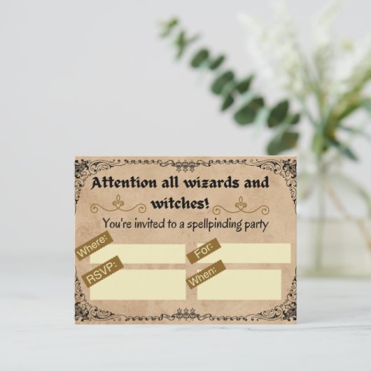 Magisch verjaardagsfeest voor tovenaar of heks briefkaart (Staand voorkant)