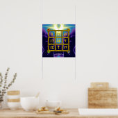 MAGISCH VIERKANT 33 ,Blauw Paars Poster (Keuken)