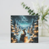 Magisch vierkant kerst ansichtkaart feestdagenkaart (Staand voorkant)