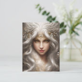 Magisch Volledig Gezicht Witte Brullende Leeuw Lan Briefkaart (Staand voorkant)