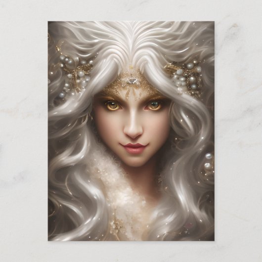 Magisch Volledig Gezicht Witte Brullende Leeuw Lan Briefkaart (Voorkant)