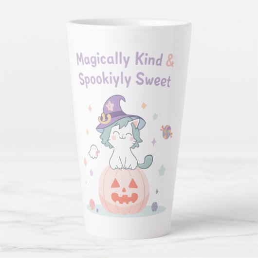 Magisch vriendelijk & eng zoet – Cute Pastel Hal Latte Mok (Voorkant)