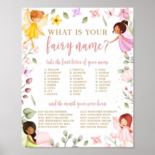 Magisch Wat is uw sprookjesnaam Verjaardagsspel te Poster (Voorkant)