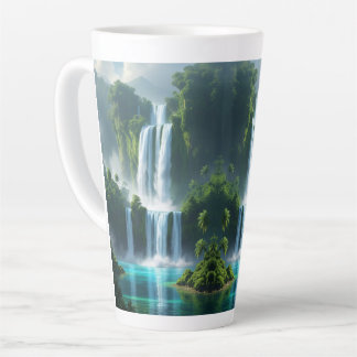 magisch waterval landschap latte mok
