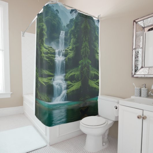 Magisch watervallandschap douchegordijn (In situ)