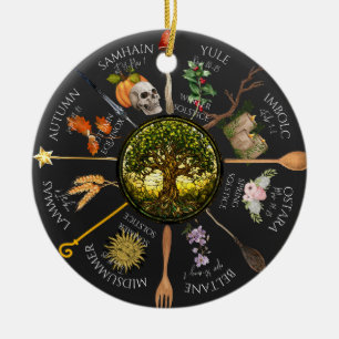 Magisch wiel van het jaar keramisch ornament