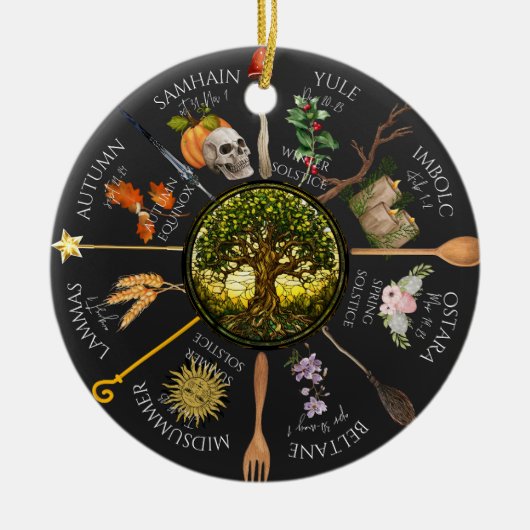 Magisch wiel van het jaar keramisch ornament (Voorkant)