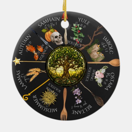 Magisch wiel van het jaar keramisch ornament (Achterkant)