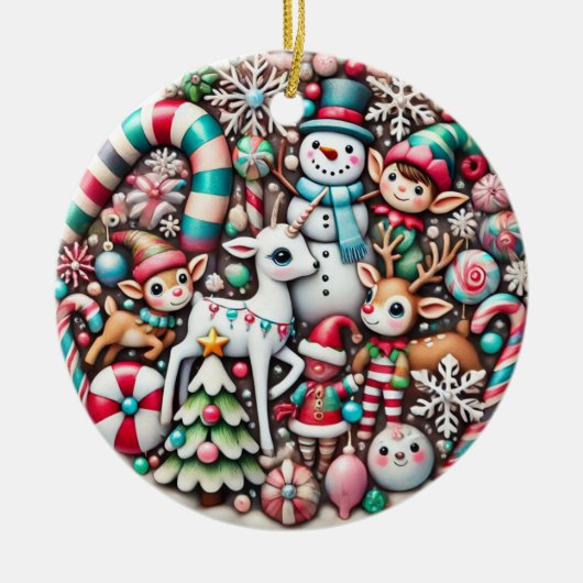 Magisch Winter Wonderland Kerstversiering – Fai Keramisch Ornament (Voorkant)