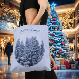Magisch winterbos - blauw, op maat tote bag