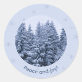Magisch winterbos - kerst ronde sticker (Voorkant)