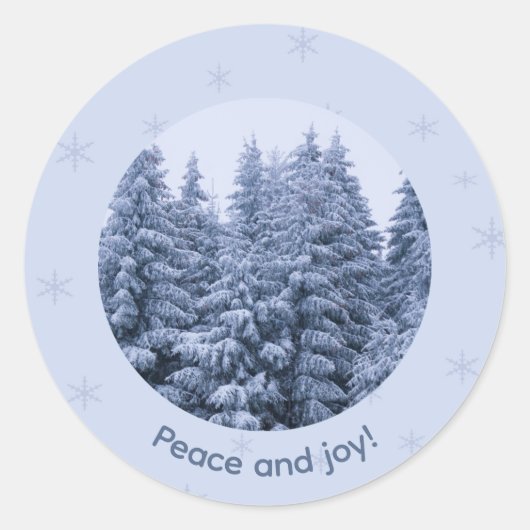 Magisch winterbos - kerst ronde sticker (Voorkant)